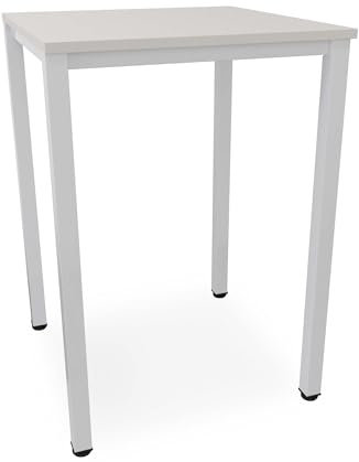 Stehtisch Büro-Besprechungstisch Metallgestell grau, Beine quadratisch, Steh-Arbeitstisch Gesamthöhe 112,5 cm, Pausentisch Empfangstisch hauseigene Fertigung, Workstation (Lichtgrau, 80 x 80 cm)