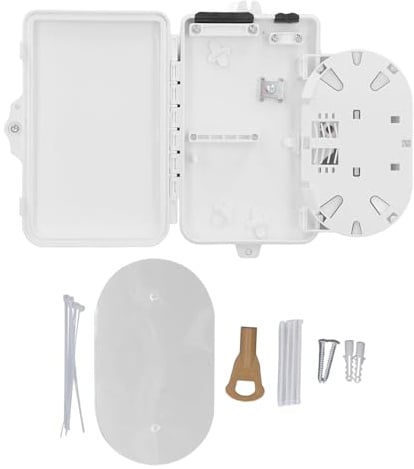 Wasserdichter Glasfaser-Anschlusskasten für Innen- und Außenbereich mit Wandmontage, ABS-Material, Kabelbinder Zubehör, Outdoor Indoor Verteilerkasten für Glasfaserinstallation
