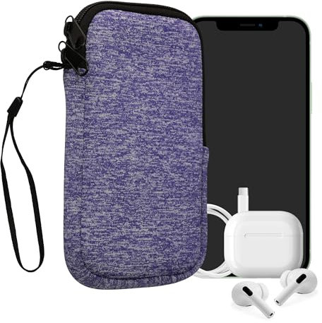 kwmobile Handytasche für Smartphones XL - 6,7/6,8 - Neopren Handy Hülle Jeansblau Weiß - Handy Tasche 17,2 x 8,4 cm Innenmaße