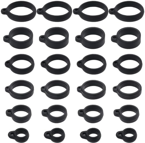 GORGECRAFT 60Stk 6 Größen Silikongummiringe Anti-Verlust Verstellbar Schwarzes Band Halter Halskette Schlüsselband Ersatzanhänger Trageset Für Stifte Büro Sport 8mm 13mm 16mm 18mm 20mm 25 mm