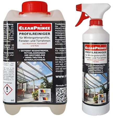 Profilreiniger Wintergarten Fensterrahmen und Profile 2,5 Liter | Aluminium Regenstreifen Nikotin Reinigungsmittel Reiniger