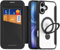 DUX DUCIS Magnetic for iPhone 16 Case, Compatible with MagSafe, 360°Spin Magnetic Stand, Premium PU Leather Wallet Case Flip with RFID Blocking Clear Shockproof Phone Cases Cover (Black)