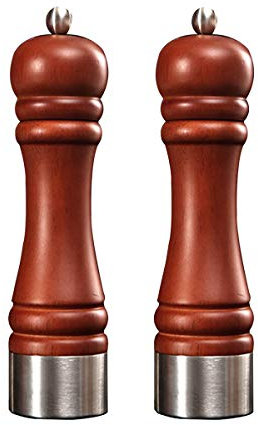 WOTZOV Salz- und Pfeffermühle aus Holz, manuell, 6 Zoll, einstellbare Grobkörnigkeit, hochwertige Edelstahlkeramik für Grill/Küchendekoration/Restaurant, 10 Zoll