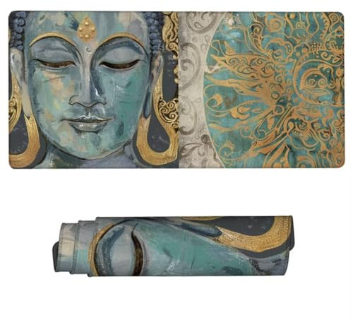 Large Mouse Mat Statue Mouse Pad 1600x800x3mm, Desk Mat Zen Mousepad, Waterproof Gaming Mouse Mat, Non-Slip Rubber Base Desk Pad, Stitched Edges Mouse Pads, Mouse Mats for Desk, Gifts for Women ZH-349