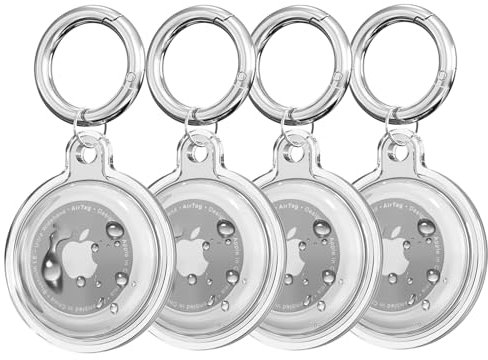 Vancle Airtag Cover, Custodia Protettiva in Silicone Trasparente AirTags per Apple Airtag GPS Finder, Porta Portachiavi Airtag Case