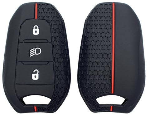Happyit Coque de clé de voiture en silicone compatible avec Peugeot 208 3008 5008 2008 DS5 DS6 DS3 pour Citroën C5 X7 3 boutons sans clé