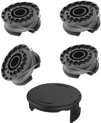 4 Pcs Strimmer Spool Replacement Line with 1 Pcs Spool Covers F016F04557 Compatible with Bosch Art 23 SL, 26 SL Grass Trimmer Models F016800569 & F016800385 Grass Trimmer Spool Replacement