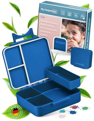 My Vesperbox – LIV -NEUES MODEL- Bento Box Kinder - Made in Germany - Auslaufsicher & Unterteilt - Biobasierend - BPA Frei - extrem robust - Lunchbox – Brotdose mit Fächern - Jausenbox