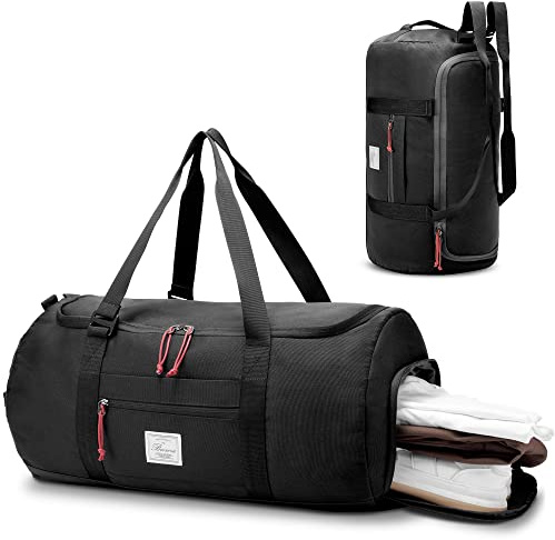 Mooedcoe Reisetasche für Sport, Fitnessstudio, mit Schuhfach, wasserdicht, Schwarz, Groß, 40 Liter