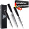 Messerhai Messerset Tanoshi, 3-teiliges Premium-Küchenmesser-Set mit gehämmerten Klingen – Chefmesser, Allzweckmesser, Schälmesser, mit ergonomischen Pakka-Holzgriffen, in Geschenkbox
