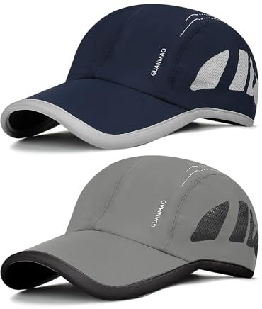 AYPOW 2 Stücke Schnell Trocknende Baseballkappe Unisex, Leichte Faltbare Outdoor Basecap Sport Cap, Atmungsaktive Sommermütze Verstellbare Sonnenhüte, Verstaubarer Laufkappe Sportmütze Herren Damen