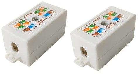 teasteam Cat6 Junction Box 2Pcs RJ45 High Speed Inline Punchdown Krone Extension Adapter Coupler Joiner for Cat5 Cat5E Cat6 Powerline Ethernet Network Cables Extender Applications White