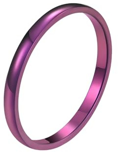 2 millimetri semplice singola coda anello coppia anelli titanio acciaio placcato sottovuoto oro e anelli viola gioielli di moda