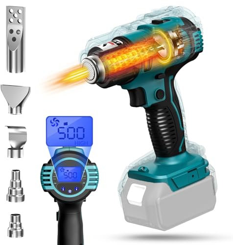 TASDISE Pistolet à Air Chaud Pistolet à Air Chaud 50℃-550℃ Température Réglable Décapeur Chaud sans Fil Compatible avec Makita 18V Batterie Pistolet à Air Chaud sans Balai Sans Batterie