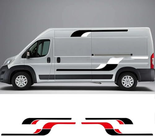 FUNOJIM 4 Stück Seitenstreifen, Grafikaufkleber, Vinylfolie, Dekoration, passend für Peugeot Boxer, Citroen Jumper, FIAT Ducato, Zubehör