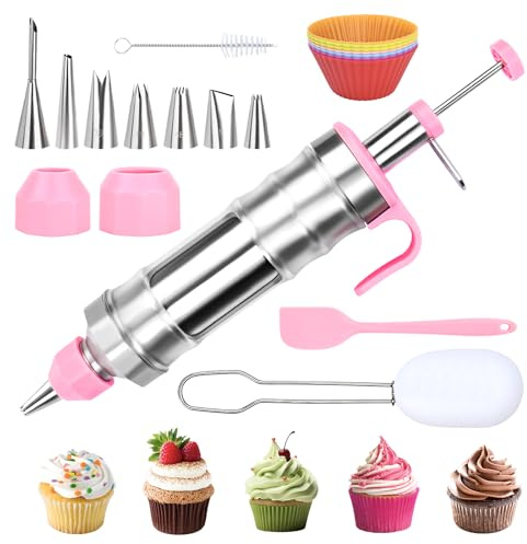 FACIACC Dessert Decorating Syringe Set, Stainless Frosting Piping Kit