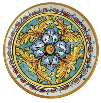 Piatto piccolo da muro in ceramica decorata a mano da ceramisti siciliani di Santo Stefano di Camastra gomes art 14