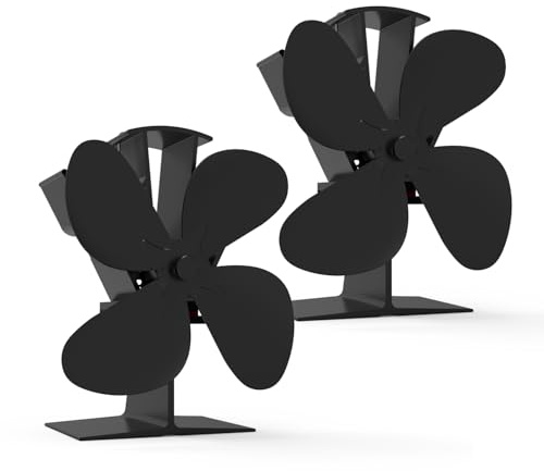 kisidus Ventilateur Cheminée de Poêle à Bois Silencieux avec 4 Pales, Stove Fan Chaleur Efficacité Accrue pour Poêle à Granulés Gaz Bûche (Moyen 2 pcs)