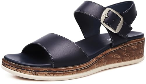 DimaiGlobal Sandales pour Femme à Talon Compensé avec Soutien de la Voûte Plantaire Sandales Plateforme Confortables à Bout Ouvert et Bride à la Cheville pour Été