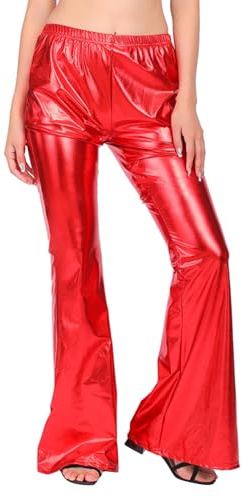 lustige karnevalskostüme Lässige Schlaghose für Bühnenauftritte, Partys Karneval – Bequeme, einfarbige Hose mit weitem Bein faschingskostüme rot Weiss köln kostüm Carnival Damen Fasching