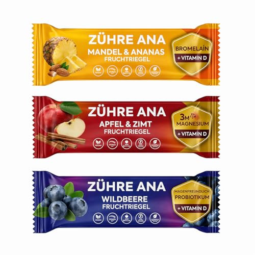 Zühre Ana Funktionelle Fruchtriegel Mix Box (12 Stück) – Vegan, Glutenfrei, Ohne Zuckerzusatz