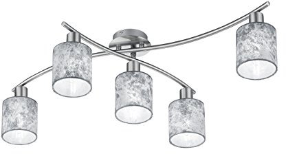 Trio Leuchten Deckenleuchte Garda, 605400589 Nickel matt, E14, Stoffschirm Silberfarbig, 44.2 x 75 x 22 cm