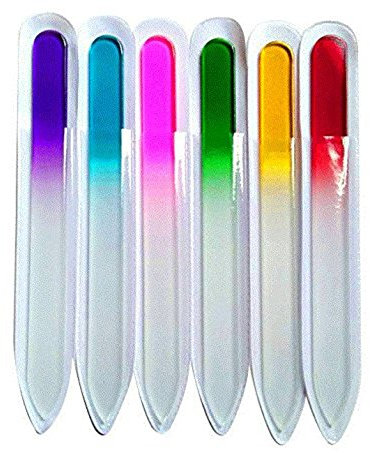 Set di 6 lime per unghie in vetro cristallo, per manicure e pedicure, ideali per la cura delle unghie delle mani e dei piedi, lima delicatamente le unghie, lascia le unghie lisce