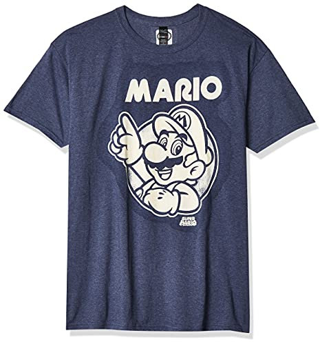 Nintendo Men's So Mario T-Shirt, Premium Navy Heather, XXL