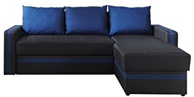 Eckcouch Euforia Duo mit Bettkasten und Schlaffunktion, Bettsofa, Modernes Ecksofa mit Bettfunktion, Ottomane Universal, Polsterecke, Loungesofa (Haiti 16 + Haiti 10)