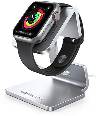 Lamicall Soporte para Apple Watch, Bases de Carga - Soporte Dock para Apple Watch Series SE, iWatch Series 6, 5, 4, 3, 2, 1, iWatch 44mm / 42mm / 40mm / 38mm - Plata