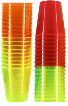 Product Pro 72 x Neon Plastic Shot Glasses (30ml to Brim) 2cl 20ml Marked