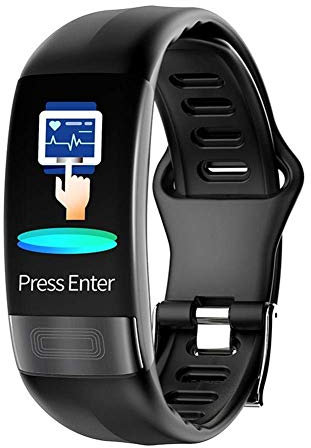 Smart Watch Fitness Tracker, Heart Rate Monitor with ECG+HRV, IP67 Waterproof Sports Bracelet and Smart Watch, Blood Pressure Sleep Monitor for Woman Men (Color : Black)
