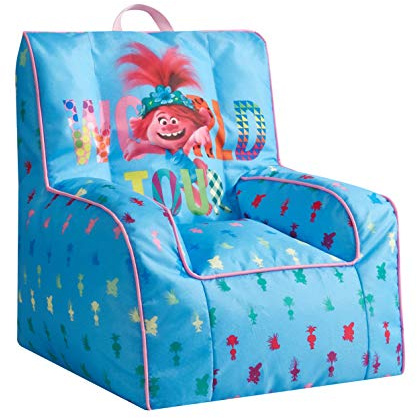 Trolls World Tour Kids Nylon Bean Bag Chair with Piping & Top Carry Handle
