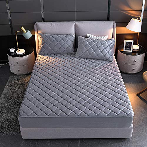 HAIBA LuxuriöSer Gesteppter Matratzenschoner - Spannbettlaken - Dick Warm - Passend FüR Matratzen In StandardgrößE - Unglaublich Weich - Atmungsaktiv Und Hypoallergen - Design Anthrazit 180x200cm+30cm