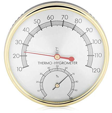 Sauna Thermometer, Metal Dial 10-120 Indoor Hygrometer Sauna Room Accessory for Workshops, Schools, Markets, Warehouses, etc.
