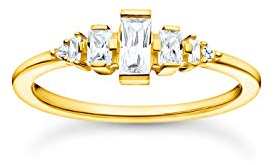 THOMAS SABO Damen Ring weiße Steine vergoldetes Silber TR2347-414-14-60