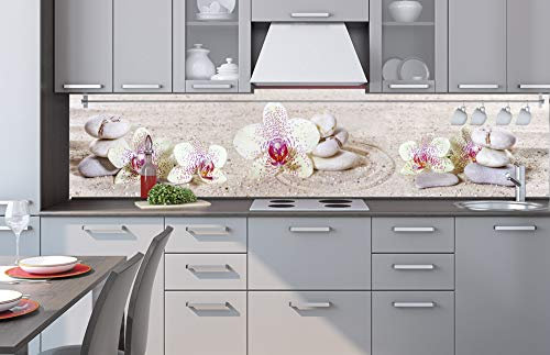 Pannello posteriore della cucina composito Zen Garten 260 x 60 cm | Paraspruzzi cucina per lavello | qualità premium in alluminio Dibond, spessore 3 mm – Made in EU | Include colla