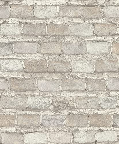 Rasch Tapete 428049 - Vliestapete mit Steinoptik in Beige und Grau - Industrial Look aus der Kollektion Factory IV - 10,05m x 0,53m (LxB)
