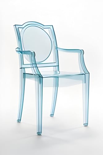 LA16 GHOST Transparenter Stuhl mit Armlehnen aus Polycarbonat - Set mit 16 Stühlen - Hellblau - 20LA100