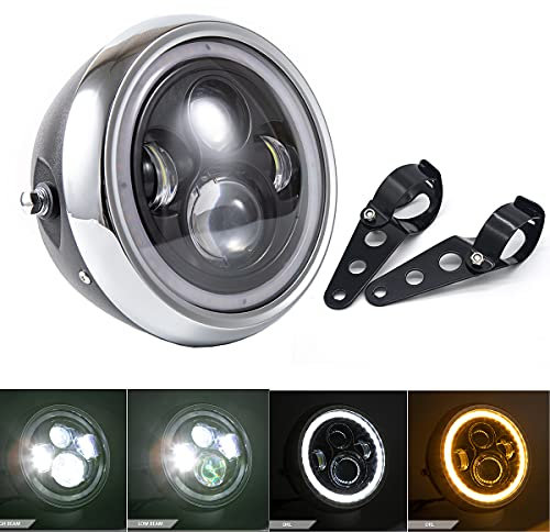 Motorrad Frontscheinwerfer 7,5 Zoll Led Motorrad Stirnlampe für Cafe Racer Bobber Chopper Scheinwerfer