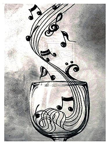 Puzzle grand format de 1000 pièces pour adultes - Verre à vin avec notes de musique - Chaque pièce est unique, la technologie Softclick signifie que les pièces s'emboîtent parfaitement (75x50cm)