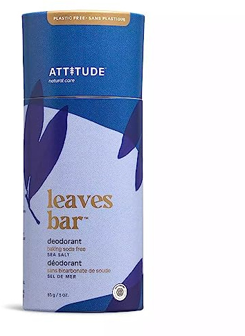 ATTITUDE Baking-Soda Free Deodorant, EWG Verified, Vegan and Plastic-free Body Care, Sea Salt, 85 grams