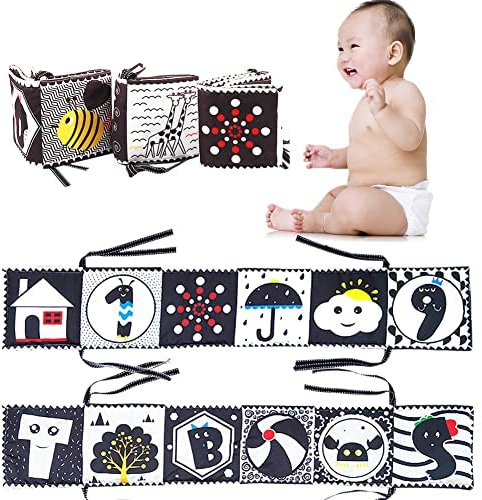 Black & White Stoff-Buch Black & White Stoff-Buch kontrastbuch für Babys Stoffbuch Weiche Bücher Babys erste Buch Baby Soft Bilderbuch Stoffbuch Baby Spielzeug Neugeborene Lernspielzeug Geschenk