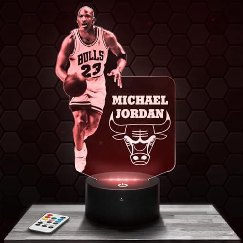 Nachttischlampe - Touch-Nachtlicht M. Jordan Basketballspieler 3D-LED-Lampe Illusion, Geschenkidee Weihnachten Geburtstag Junge und Mädchen Nachttischlampe Kinder- oder Erwachsenenzimmer TOP
