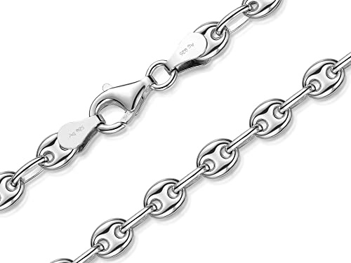 Kaffeebohnenkette 5mm, Silberkette - echt 925 Silber, viele Längen zur Auswahl