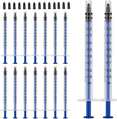 50 Stück 1 ml Spritze mit Kappe, einzeln versiegelte 1 cc Spritze mit Luer-Slip-Spitze ohne Nadel zum Nachfüllen, Füttern von Haustieren, Oral-, Öl- oder Klebstoffapplikator