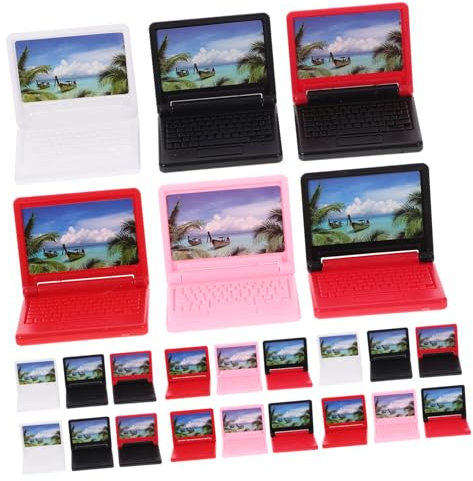Operitacx Jouets Mini Ordinateur Jouet Mini Pc Portable Miniature Ordinateur Portable 24Pcs Mini D' Ordinateur Portable Miniature Play Mini Ordinateur Portable Informatique Accessoires