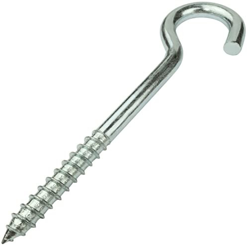 AERZETIX - C57995 - Set mit 10 Haken abgewinkelte augenschrauben zum schrauben Ø8x80mm in form C - offener haken mit selbstschneidender schraube - aus verzinktem stahl - farbe silber