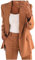 L9WEI Couleur unie Costumes Femme Élégant Manches Longues Blazer Veste Manteau Business Costume Ensemble Entreprise Costume Veste Mode Couleur unie Bureau Veste Open Front, marron, S