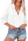 NONSAR Bluse Damen Elegant Lange Ärmel Hemdbluse mit Stehkragen Büroblusen Lässige Oberteile(9352XL,Weiß)